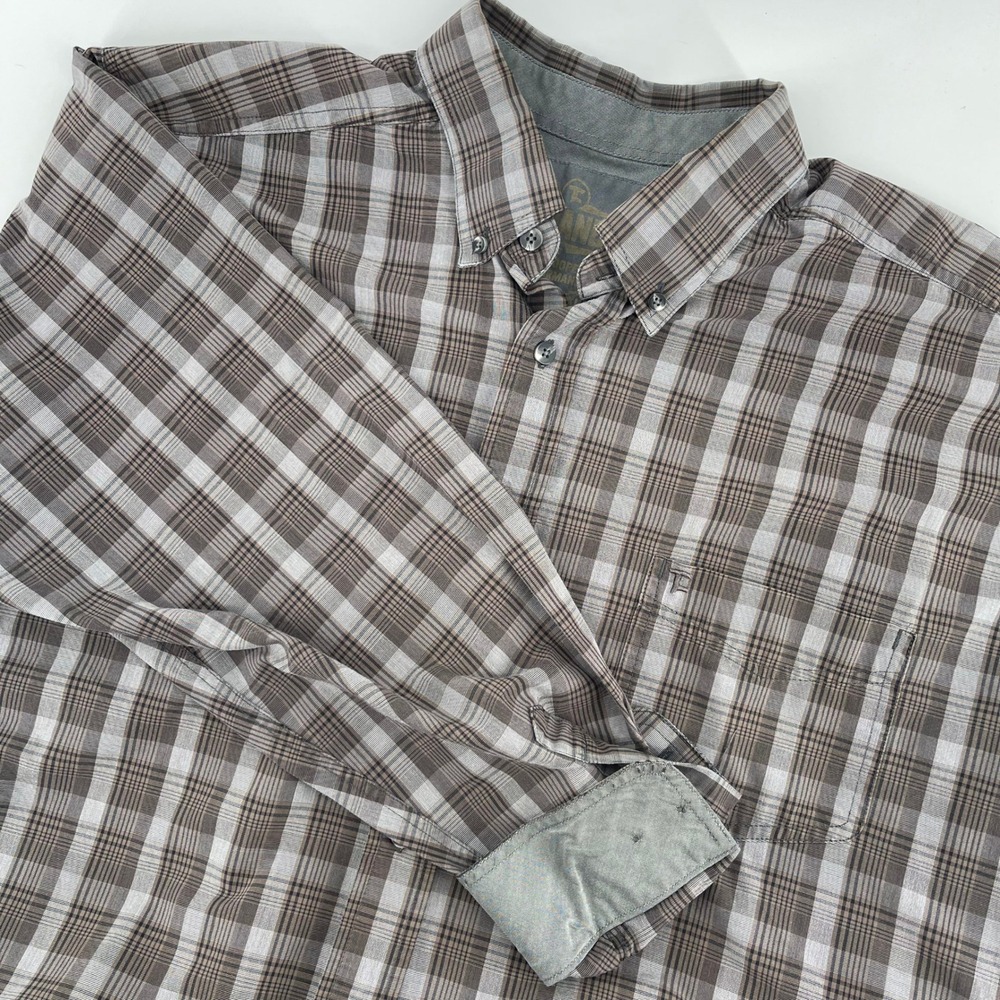 Panhandle Plaid Button Down Shirt Tuf Cooper Performance Brown‎ XL